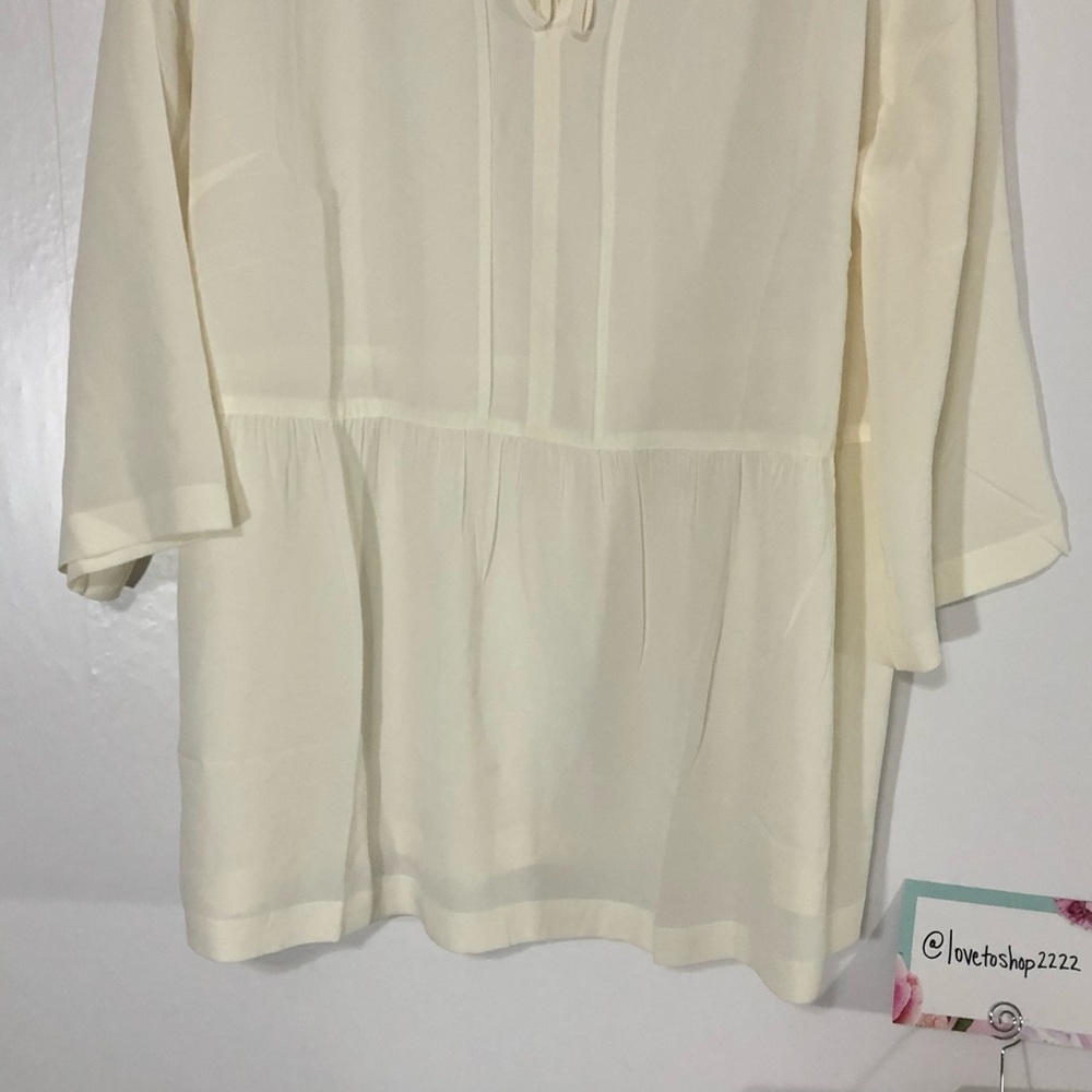 π J.Jill cream 100% silk blouse, Large - Picture 4 of 6